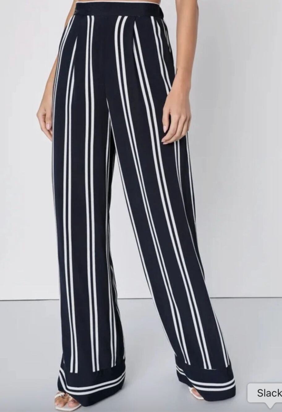 Lulu’s Wide Leg Pants S Small Navy Blue White Double Stripe